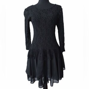 Elegant Black Lace Vintage Dress